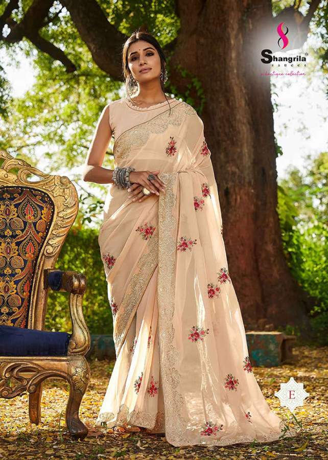 Shangrila Nikhar Stylish Fancy Designer Festive Wear Georgette Embroidery Saree Collection